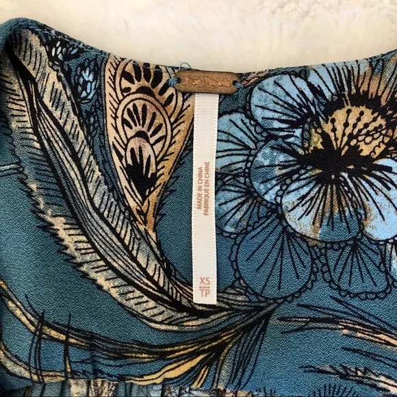 Free People Haze Hummingbird Tunic Blue Ruffled XS - Picture 12 of 12